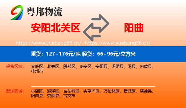 安阳北关区到阳曲县物流