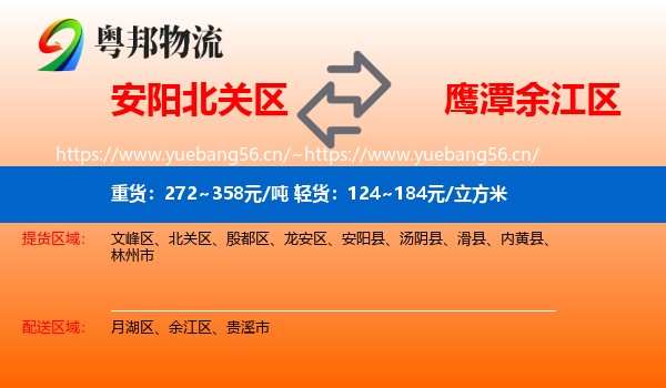 安阳北关区到余江区物流