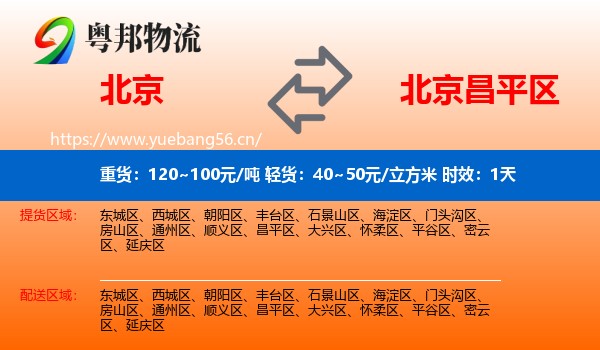 北京到昌平区物流专线名片