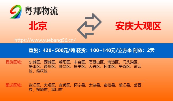 北京到大观区物流专线名片