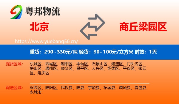 北京到梁园区物流专线名片