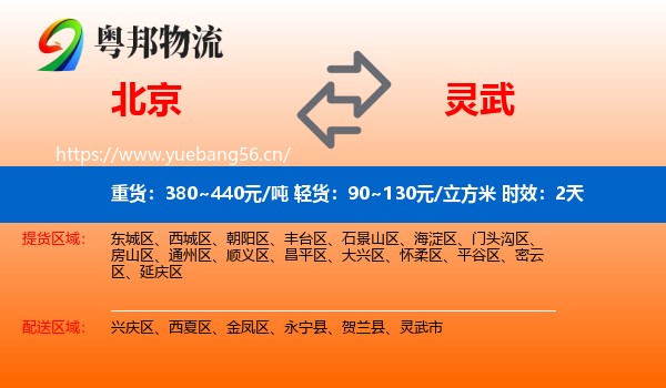 北京到灵武市物流专线名片