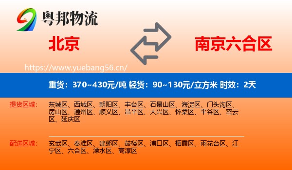 北京到六合区物流专线名片