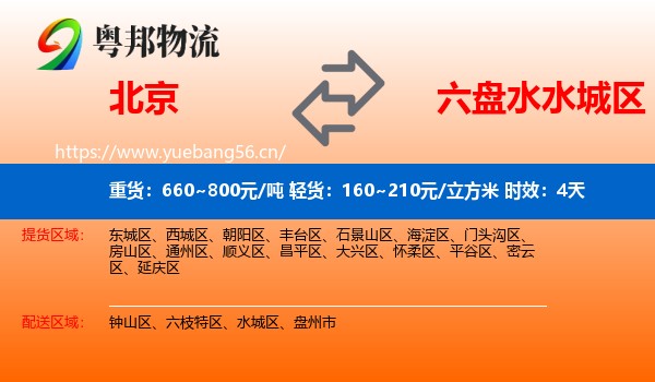 北京到水城区物流专线名片