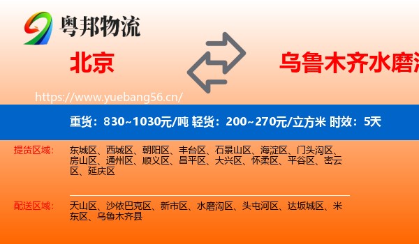 北京到水磨沟区物流专线名片