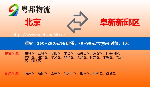 北京到新邱区物流专线名片