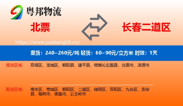 北票到二道区物流专线名片