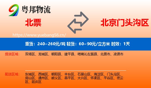 北票到门头沟区物流专线名片