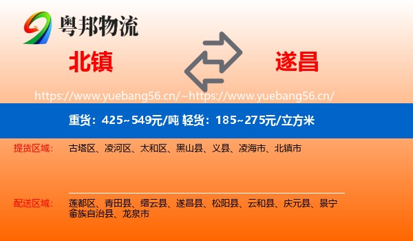 北镇到遂昌县物流