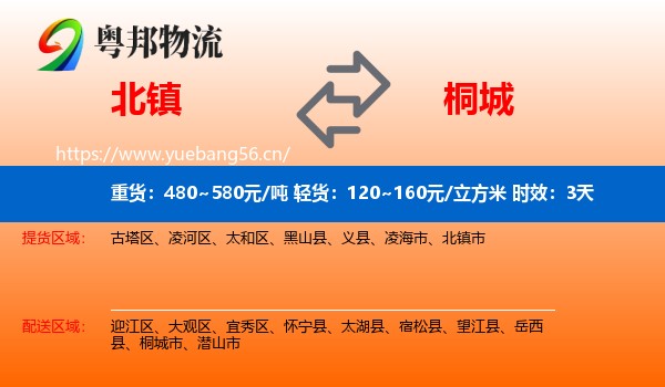 北镇到桐城市物流 北镇到桐城市物流专线名片