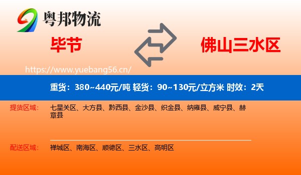 毕节到三水区物流专线名片