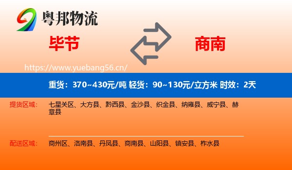 毕节到商南县物流专线名片