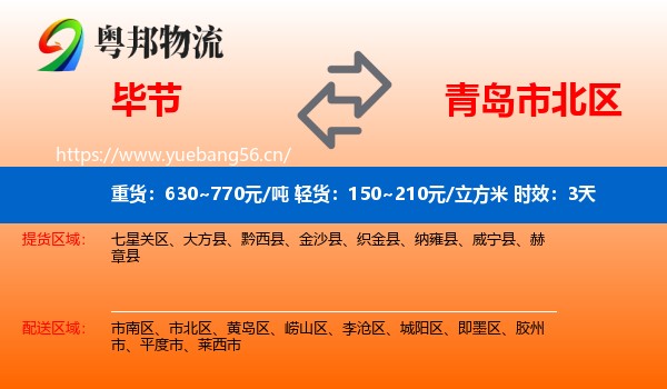 毕节到市北区物流专线名片