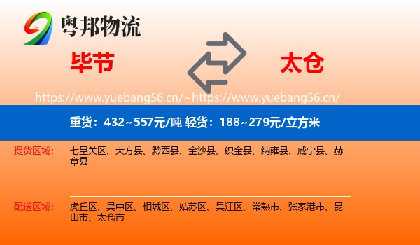 毕节到太仓市物流