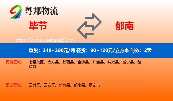 毕节到郁南县物流专线名片
