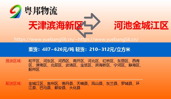 天津滨海新区到金城江区物流