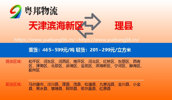 天津滨海新区到理县物流