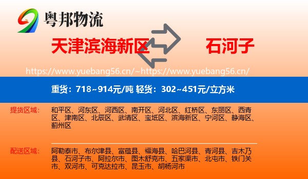 天津滨海新区到石河子市物流