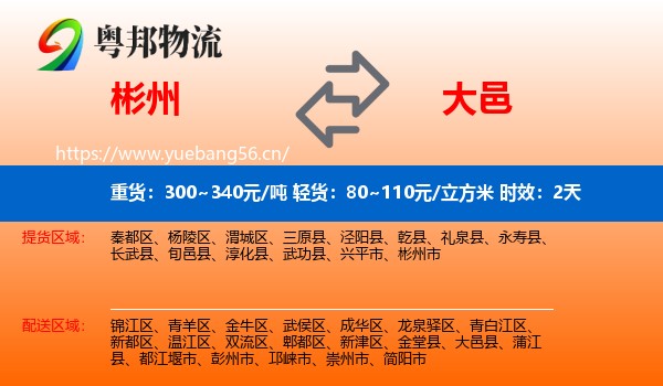 彬州到大邑县物流 彬州到大邑县物流专线名片