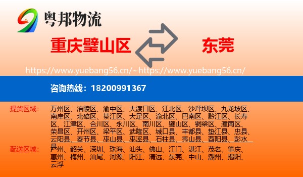 重庆璧山区到东莞物流