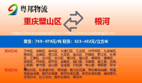 重庆璧山区到根河市物流