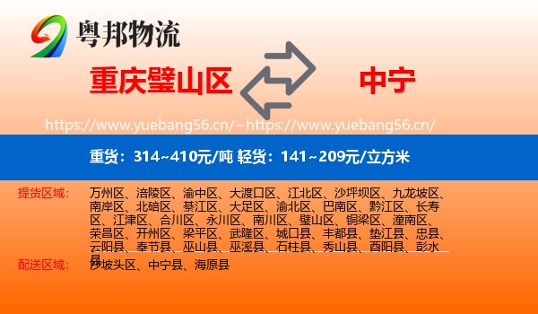 重庆璧山区到中宁县物流