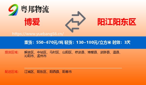 博爱到阳东区物流专线名片