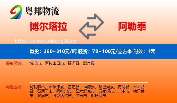 博尔塔拉到阿勒泰物流专线名片
