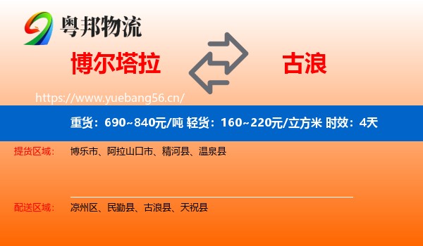 博尔塔拉到古浪县物流专线名片