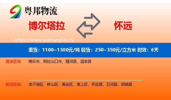 博尔塔拉到怀远县物流专线名片