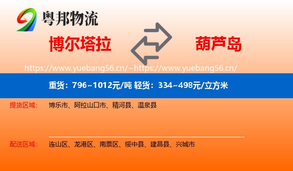 博尔塔拉到葫芦岛物流专线