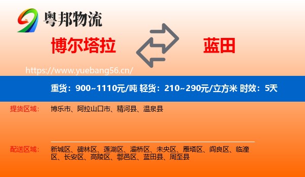 博尔塔拉到蓝田县物流专线名片