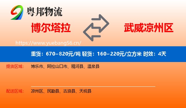 博尔塔拉到凉州区物流专线名片