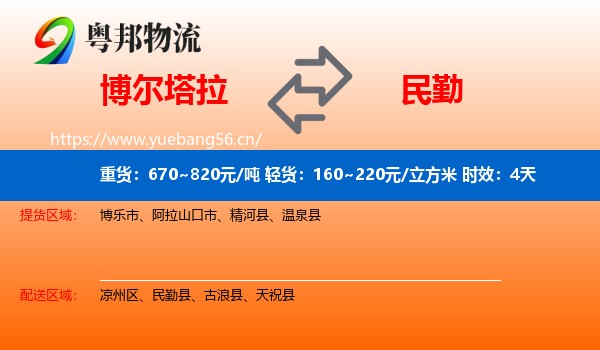 博尔塔拉到民勤县物流专线名片