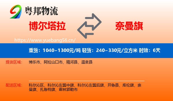 博尔塔拉到奈曼旗物流专线名片