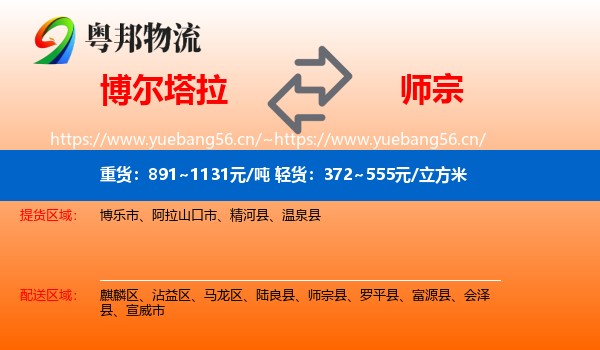 博尔塔拉到师宗县物流