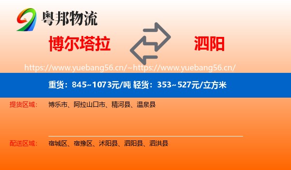 博尔塔拉到泗阳县物流