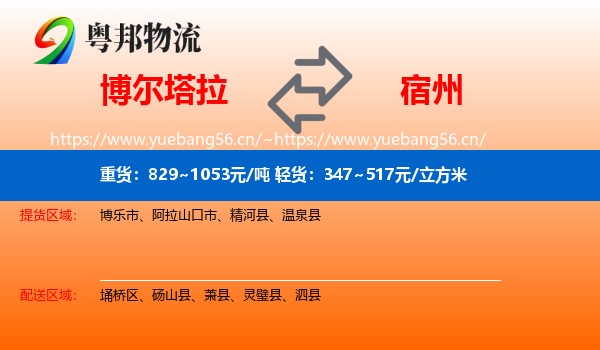 博尔塔拉到宿州物流专线