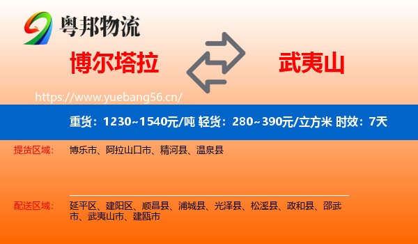博尔塔拉到武夷山市物流专线名片
