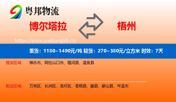 博尔塔拉到梧州物流专线名片