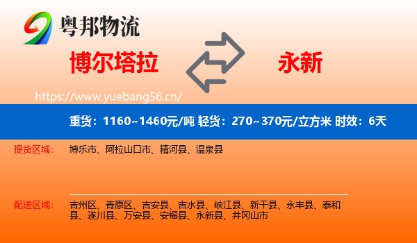 博尔塔拉到永新县物流专线名片