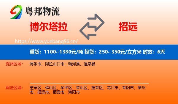 博尔塔拉到招远市物流专线名片
