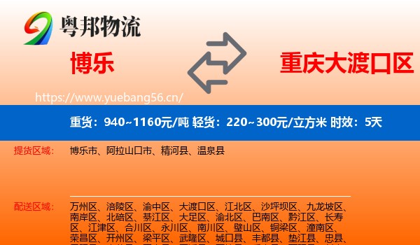 博乐到大渡口区物流专线名片