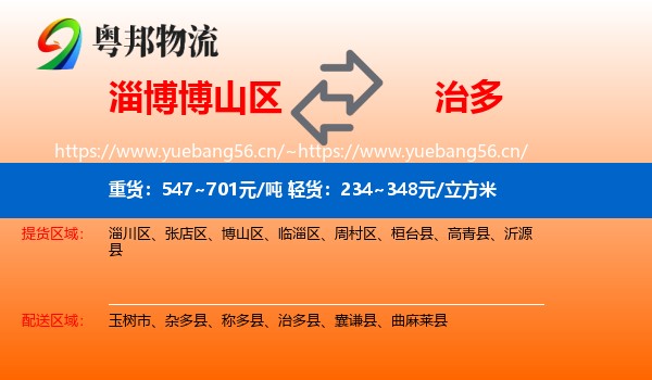 淄博博山区到治多县物流