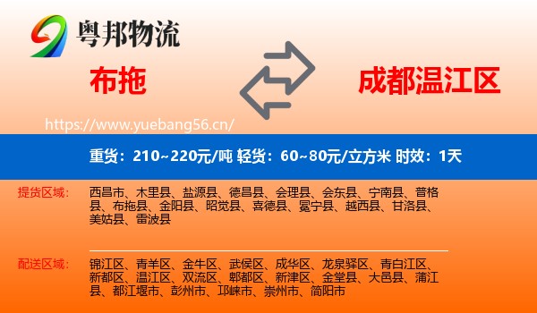 布拖到温江区物流专线名片