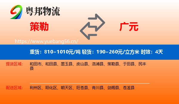策勒到广元物流专线名片