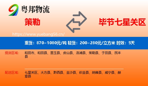 策勒到七星关区物流专线名片