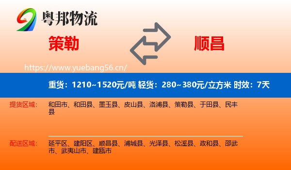 策勒到顺昌县物流专线名片