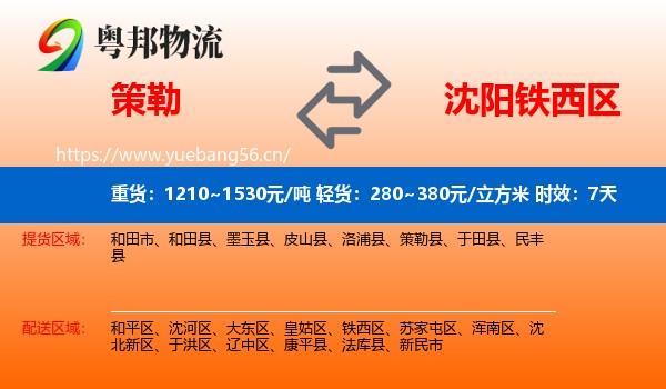 策勒到铁西区物流专线名片
