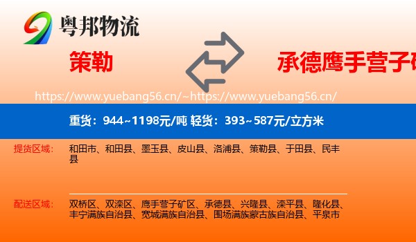 策勒到鹰手营子矿区物流